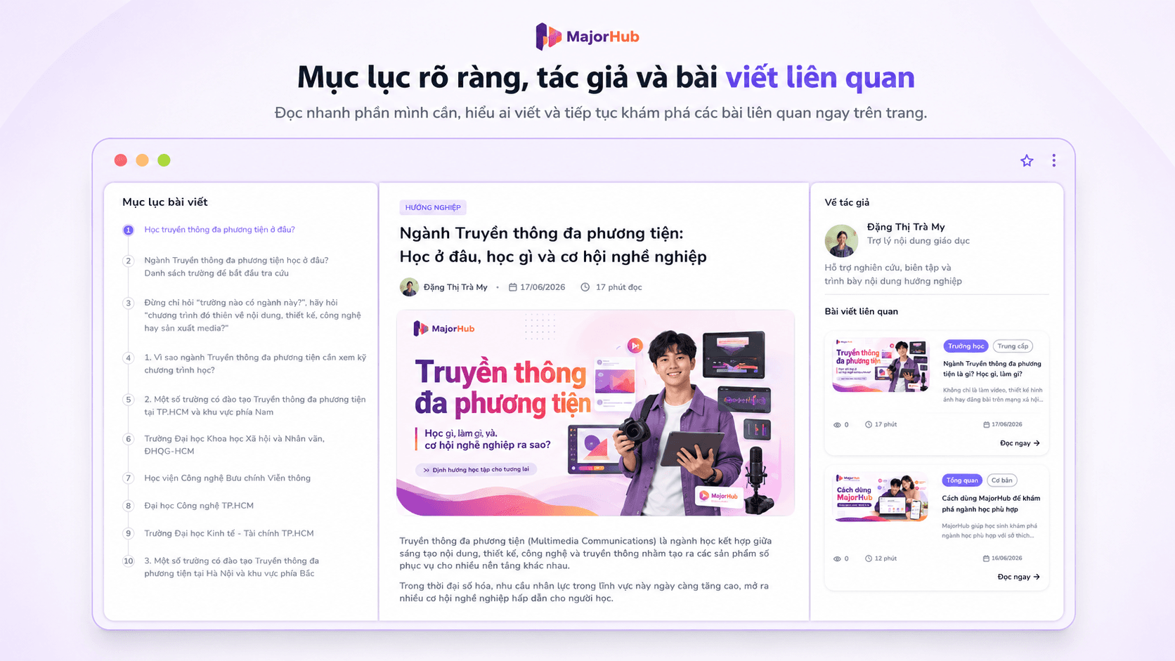 Demo một bài blog thực tế tại phần Bài đọc trên Major Hub