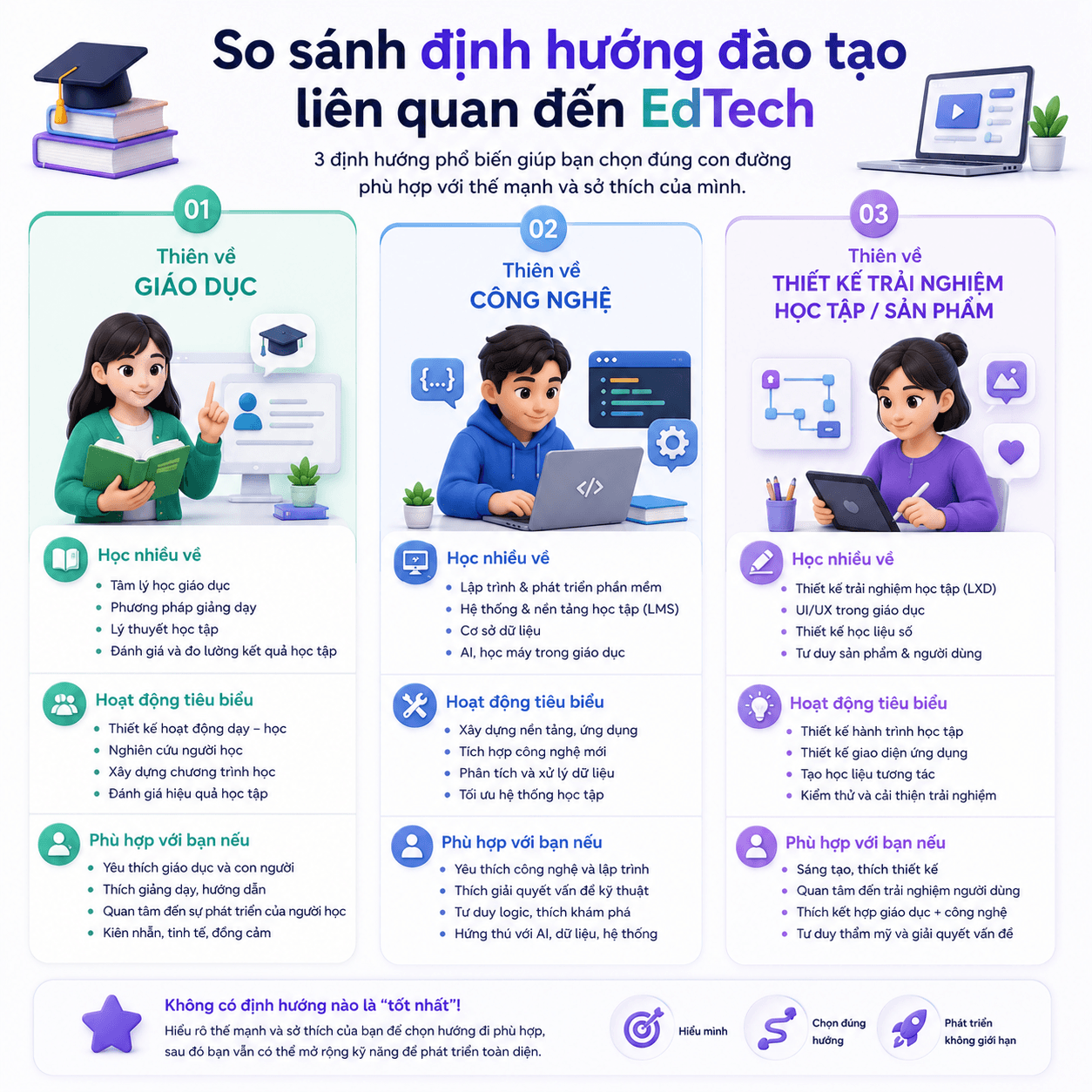 So sánh các định hướng đào tạo liên quan đến EdTech