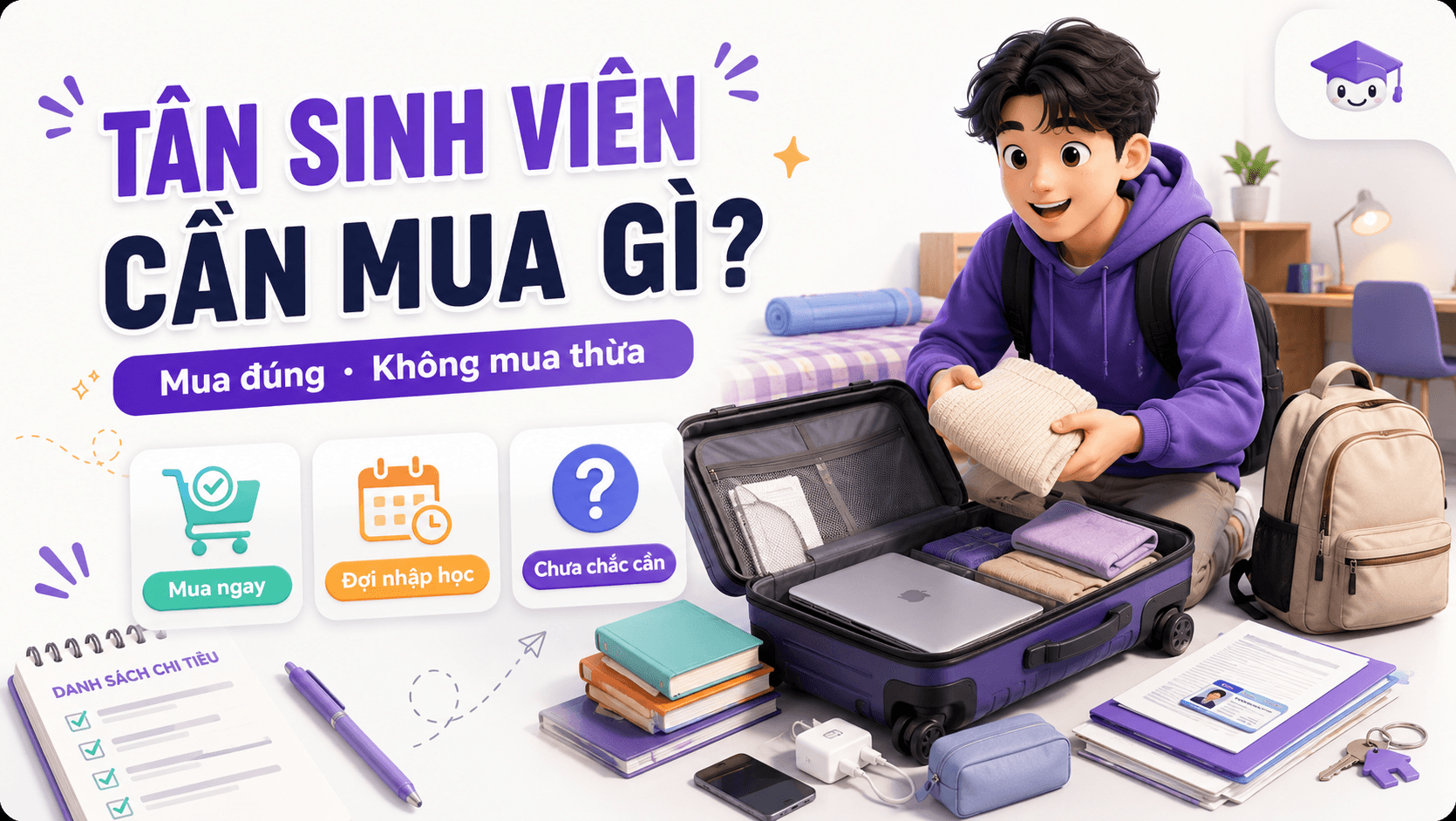 Lên thành phố học đại học, cao đẳng cần mua gì? Checklist giúp tân sinh viên tránh mua thừa và chọn đúng thiết bị