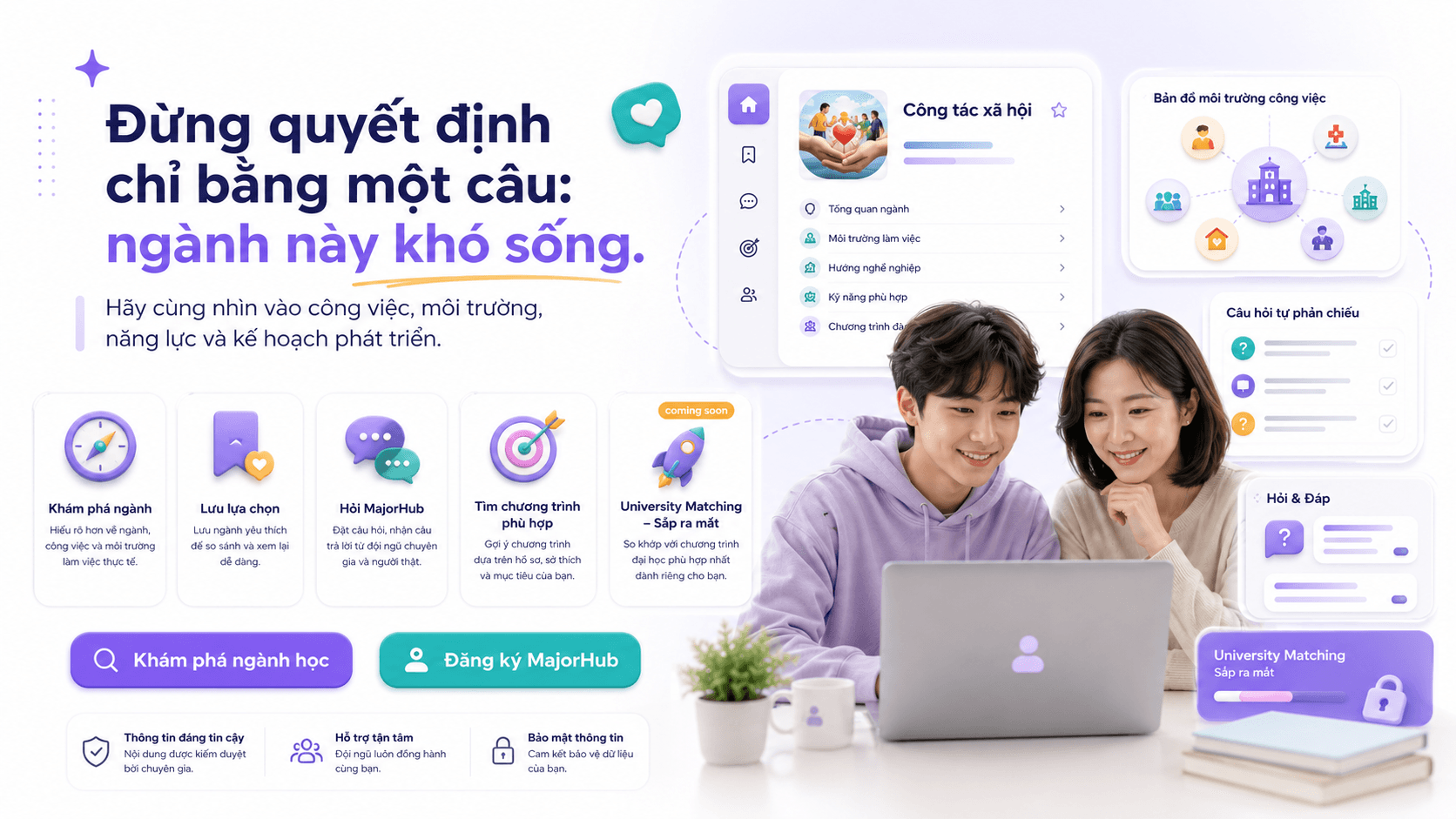 Major Hub giúp học sinh và phụ huynh cùng tìm hiểu ngành Công tác xã hội trước khi quyết định.